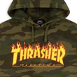 THRASHER Flame Camo PO - Forest camo kapucnis pulóver