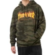 THRASHER Flame Camo PO - Forest camo kapucnis pulóver