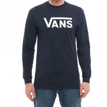 sötét kék Vans vékony hosszú ujjú póló fehér vans felírattal