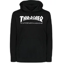 fekete kapucnis thrasher pulóver, fehér thrasher felírattal