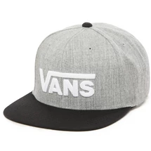 világos szürke vans snapback baseball sapka, fekete egyenes silddel és fehér vans felírattal