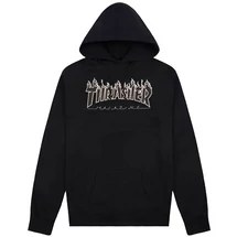 THRASHER  Flame Po - Black / Black kapucnis pulóver