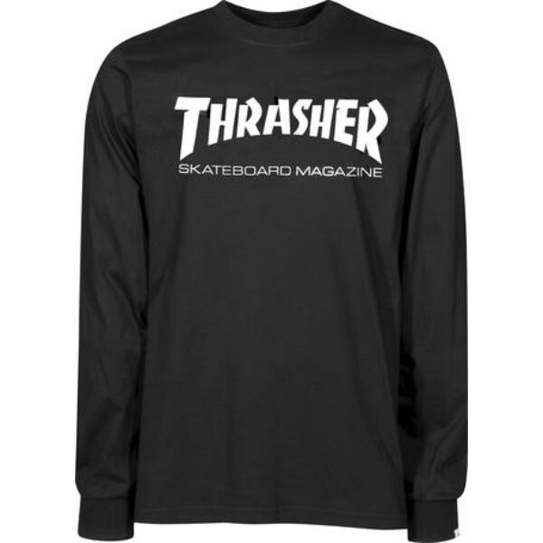 Thrasher fekete vékony hosszú ujjú póló fehér thrasher felirattal