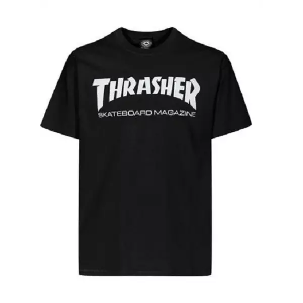 fekete thrasher póló, fehér thrasher felírattal