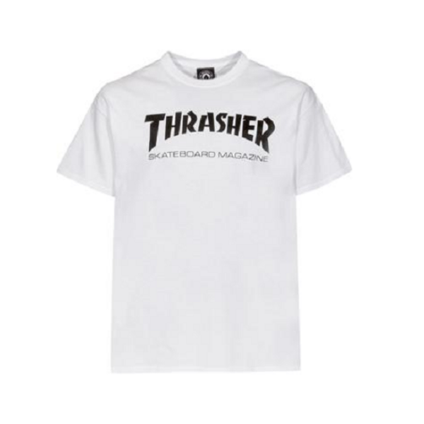 fehér thrasher póló, fekete thrasher felírattal