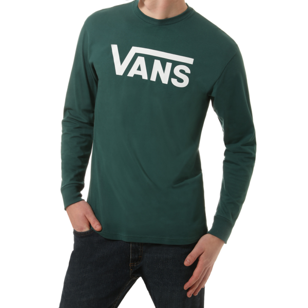 VANS Classic LS #  Vans Trekiing green / White vékony hosszú ujjú póló 