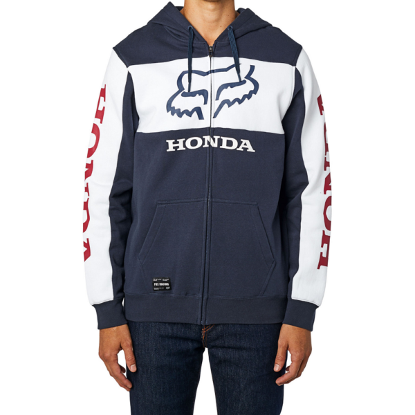 FOX Honda Zip - Navy / White cipzáras kapucnis pulóver
