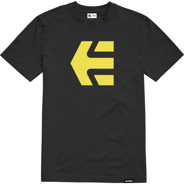 ETNIES Icon  #  Black / Yellow 100 % pamut regular fit fazonú póló nyomott nagy Etnies logóval l