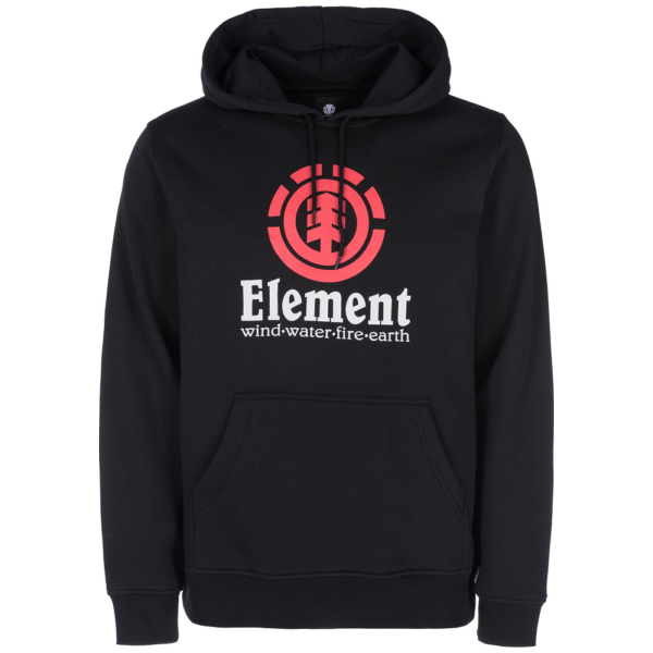 ELEMENT Vertical HO fekete Element belebújós kapucnis pulóver, piros nagy element logóval