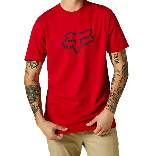 FOX Legacy Foxhead piros póló nagy fekete fox logóval