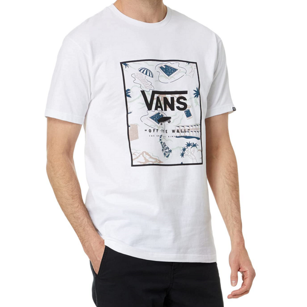 VANS Classic Print Box - White / Vans teal / Rose smoke póló 