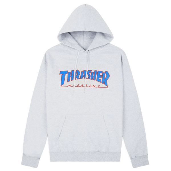 THRASHER  Outlined Po - Ash Grey kapucnis pulóver
