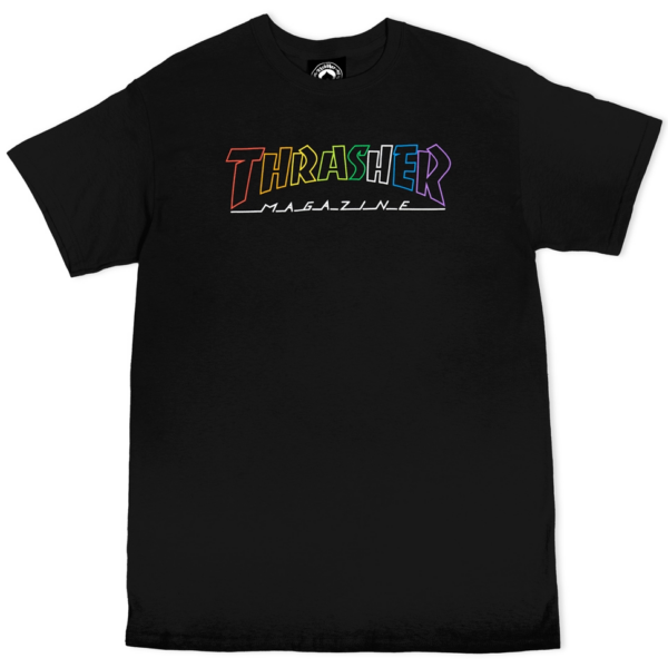THRASHER  Outlined Rainbow Mag - Black póló